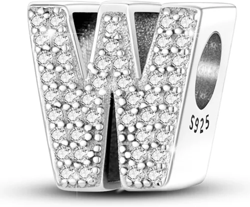 Miniatura 110 de PARCOM Dijes de letras compatibles con pulseras Pandora de plata esterlina S925 con iniciales para pulseras del alfabeto A-Z, cuentas de letras