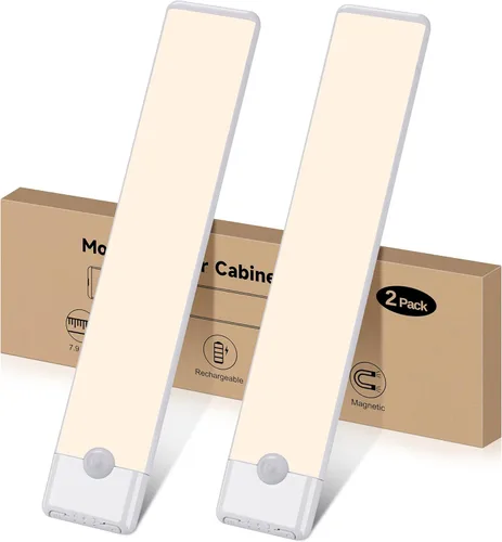 Luces con sensor de movimiento para debajo del gabinete, luz magnética recargable debajo del armario, barra de luz nocturna inalámbrica adhesiva,