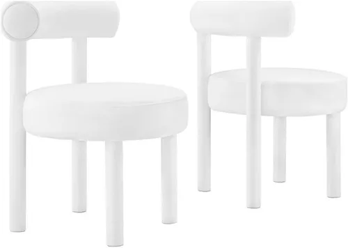 Miniatura 18 de Modway EEI-6705-IVO Toulouse Boucle - Juego de 2 sillas de comedor de tela, color marfil