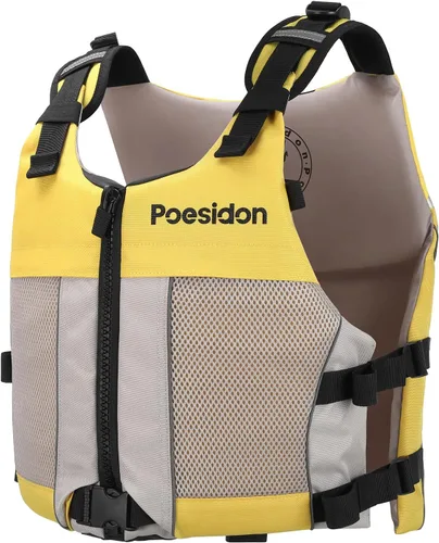 Poseidon Chaleco salvavidas ajustable de seguridad acuática - Diseño clásico unisex con compartimentos de almacenamiento frontal/trasero para