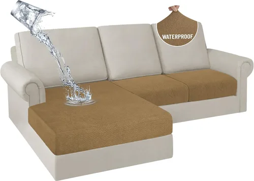 Miniatura 39 de HDCAXKJ Fundas de Cojines para Sofá Seccional 100% Impermeables, 3 Piezas, Forma de L, Funda Seccional Elástica para Chaise, Juego de Fundas