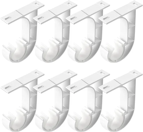 Miniatura 10 de Paquete de 4 soportes para barra de cortina de techo, soportes resistentes para cortineros, ganchos para barra de cortina de techo, soportes