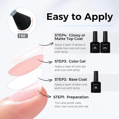 Miniatura 4 de TOMICCA Capa superior de gel mate, 0.5 onzas líquidas, acabado mate para esmalte de uñas de gel, remojar LED UV para curar de larga duración