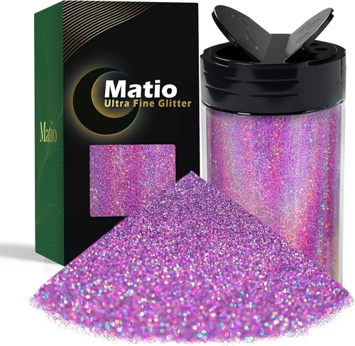Miniatura 15 de Matio Polvo iridiscente de purpurina ultra fina, 7.76 onzas/7.76 oz verde esmeralda para manualidades, copos de lentejuelas metálicas de 1/128