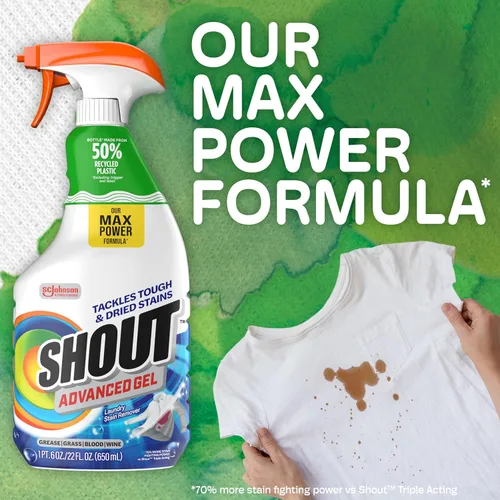 Miniatura 3 de SHOUT Gel removedor de manchas avanzado para ropa sucia, descompone manchas difíciles, secas y difíciles, espray de 22 onzas