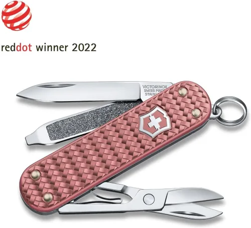 Miniatura 3 de Victorinox Classic SD Precious Alox - Navaja suiza, compacta de 5 funciones, fabricada en Suiza, con cuchillo de bolsillo, hoja pequeña, Rosa suave.