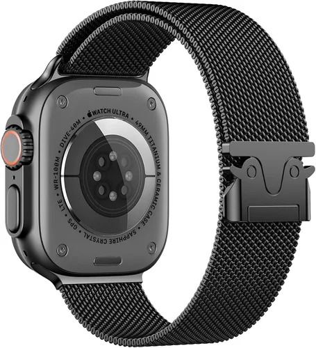 Correa de malla milanesa compatible con Apple Watch Band de 1.929 in 1.811 in 1.772 in 1.732 in 1.654 in para hombres y mujeres, correa de metal más