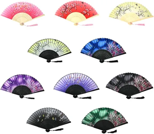 Miniatura 12 de HUNANBANG 4 abanicos de mano plegables de bambú oriental, solo para adultos, regalo de boda, recuerdos de fiesta, decoración de bricolaje