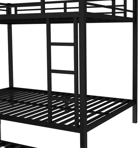Miniatura 6 de Bellemave Litera de metal con nido, litera individual sobre matrimonial con barandilla y escalera para niños/adolescentes, adultos, no necesita