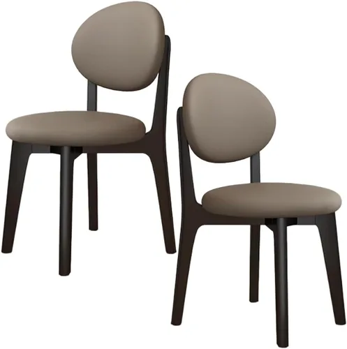 Miniatura 10 de YVYKFZD Juego de sillas de comedor, sillas de cocina de madera maciza, silla de comedor de granja con respaldo curvo, silla tapizada de cuero