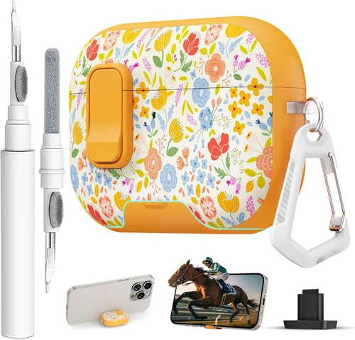 Miniatura 28 de Funda para AirPods Pro 3 con cerradura, textura de piel TPU duradera, antipérdida y a prueba de golpes, accesorios con kit de limpieza en llavero