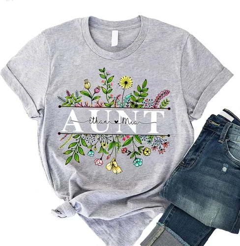Miniatura 2 de NAZENTI Camisa personalizada para abuela, camiseta personalizada para mamá con apodo y nombre del niño, camisa para mujer, día de la madre