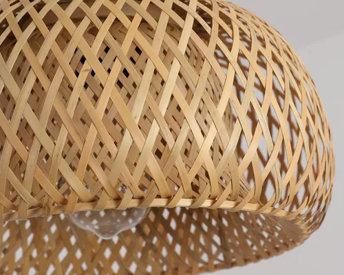 Miniatura 6 de Lámpara colgante de bambú con enchufe con cordón tejido de 14 pies hecho a mano, interruptor regulable, lámpara colgante de cesta boho para Natural-4