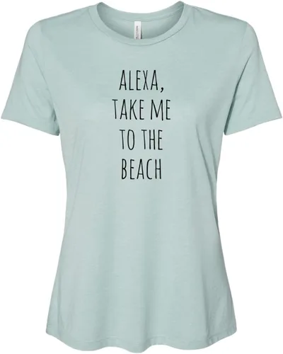 Miniatura 8 de Cute Women's Screen Printed Crew Neck Tee, Shirts With Sayings, Dusty Blue or Olive