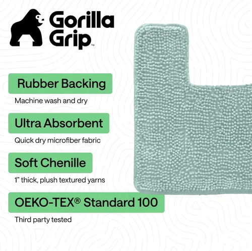 Miniatura 326 de Gorilla Grip - Tapete de baño de felpilla gruesa, suave y absorbente, secado rápido, de microfibra, con reverso de caucho, para piso de ducha, Nube
