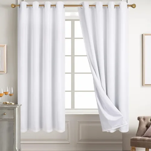 Miniatura 14 de Diraysid Cortinas 100% opacas de lino beige para dormitorio, con ojales, aislamiento térmico, cortinas de oscurecimiento de habitación