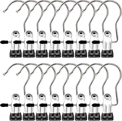 Clips para colgar botas, paquete de 16 ganchos de lavandería, clips para colgar ropa, alfileres de armario, abrazaderas organizadoras, calcetines y