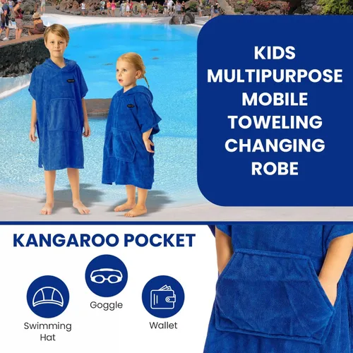 Miniatura 2 de MWTA Poncho de surf con capucha, traje de neopreno de microfibra gruesa que cambia con bolsillo para deportes acuáticos, hombres y mujeres Azul