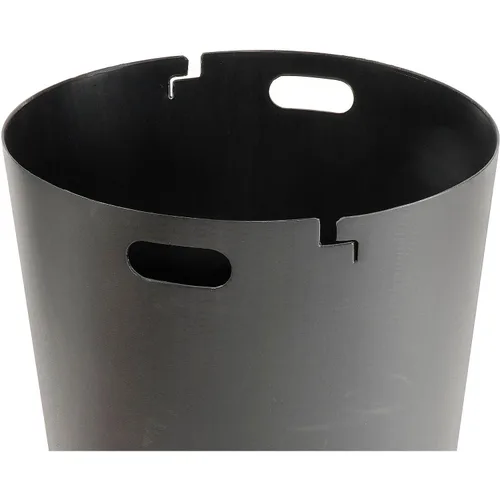 Miniatura 6 de Global Industrial Bote de basura redondo de acero con listones para exteriores de 36 galones con tapa plana, forro de plástico y kit de anclaje Negro