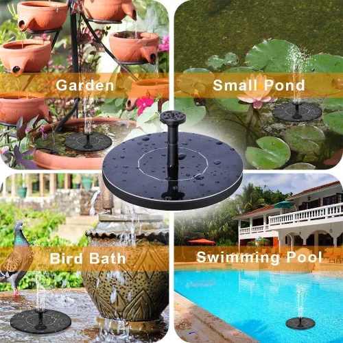 Miniatura 7 de Bomba de agua de fuente solar para baño de pájaros, nueva mini bomba de fuente solar mejorada de 1.5W con kit de panel solar independiente