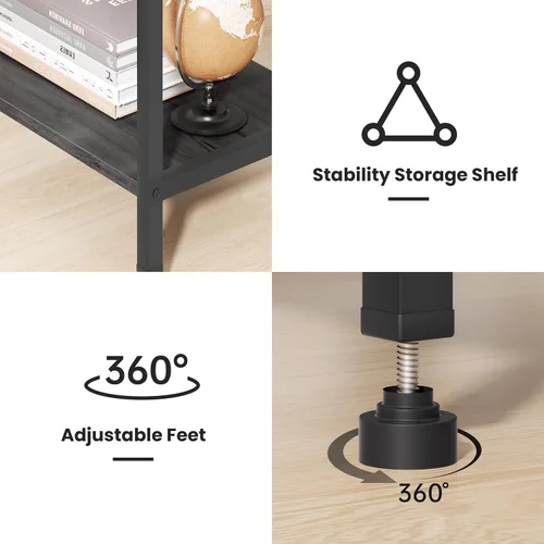 Miniatura 7 de Asgolion - Mesita alta con estación de carga, mesa auxiliar estrecha de 3 niveles con almacenamiento, mesa de noche delgada con puertos USB y tomas