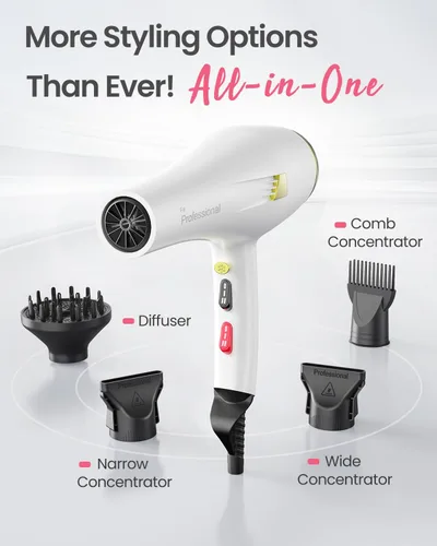 Miniatura 7 de Dekuri Secador de pelo iónico profesional con motor de CA, secado rápido, con difusor, peine, boquilla, concentrador, para cabello rizado y liso, 2