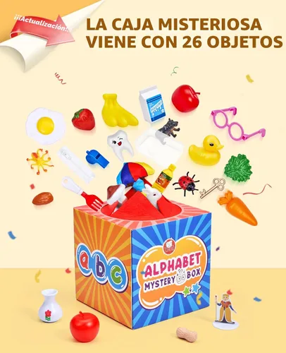 Miniatura 4 de JoyCat Caja misteriosa del alfabeto para niños, 26 piezas de clasificación de letras a juego, actividades, sonidos de letras, juguetes
