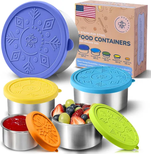 Miniatura 11 de Everusely - Recipientes de acero inoxidable para aperitivos – 8 oz / 7.8 fl oz, paquete de 4, Fall Fest - Cajas de almacenamiento de alimentos a