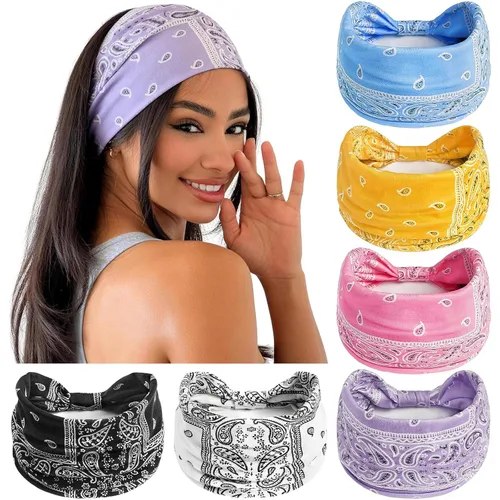 Miniatura 31 de Awumbuk Diademas anchas para mujeres anudadas antideslizantes bandas para la cabeza suaves diadema turbante accesorios para el cabello boho africano