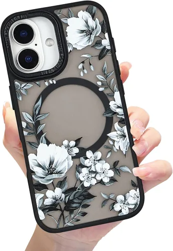 Miniatura 29 de Compatible con el teléfono 13 Pro - Funda magnética mate translúcida, de lujo, a prueba de golpes, magnética y con bonito patrón de flores, carcasa