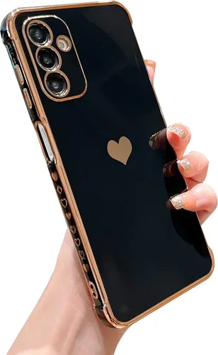 Miniatura 13 de phylla Funda de teléfono compatible con Samsung Galaxy A12 de 6.5 pulgadas, lindo corazón chapado en oro, elegante funda de lujo para mujer