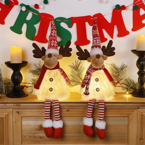 Miniatura 3 de Juegoal Paquete de 2 renos de Navidad iluminados con patas colgantes, figuras de alce rodolfo hechas a mano de 23 pulgadas, regalo de vacaciones