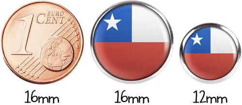 Miniatura 2 de Stud Earring Pair with Cabochon Picture Chile Santiago de Chile flag silver different sizes