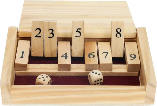 Miniatura 2 de WE Games Mini juego de madera para cerrar la caja, 5.5 pulgadas, 9 números abatibles, tamaño de viaje, juegos de viaje, regalos de cumpleaños