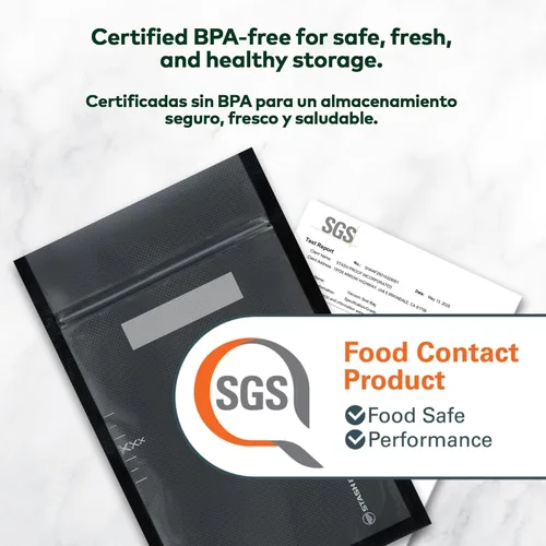 Miniatura 5 de Bolsas de polietileno de almacenamiento resistentes con cierre al vacío de 7 x 11 pulgadas (negro y transparente) (100 unidades) sin BPA de 5.5 mil