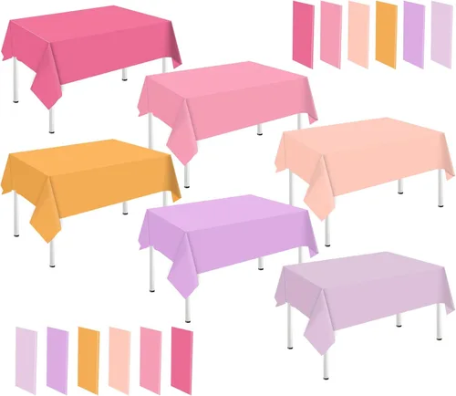 Miniatura 8 de Whaline 24 piezas de mantel azul de invierno de plástico, 6 gradientes de azul, mantel rectangular impermeable para decoración de boda de verano