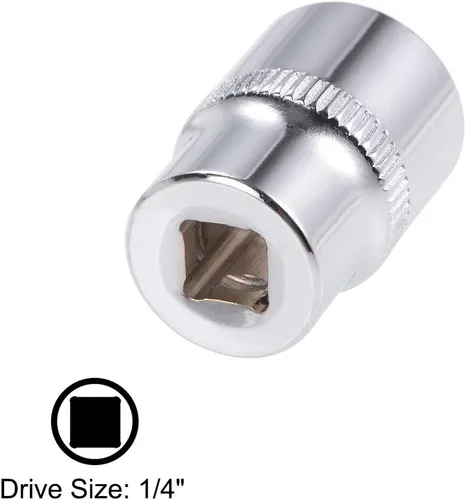 Miniatura 3 de uxcell Juego de 2 llaves de vaso de 1/4 pulgadas por 0.512 in de profundidad y poco profunda, Cr-V, 6 puntos, métrico