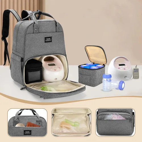 Miniatura 2 de CURMIO Bolsa para extractor de leche compatible con Spectra S1, S2, Medela, mochila para extractor de leche con compartimento para bolsa enfriadora