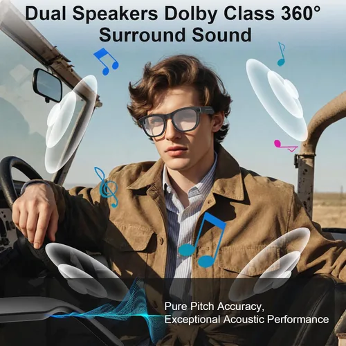 Miniatura 4 de Lentes inteligentes AI con cámara, gafas de cámara HD de 8 MP, gafas de grabación de video y fotos 1080P con asistente de voz, reconocimiento