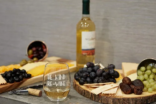 Miniatura 5 de Lushy Wino Be Kind, Re-Wine - Lindo, novedoso, grabado al agua, copa de vino de 16 onzas sin tallo con frases divertidas en caja de regalo