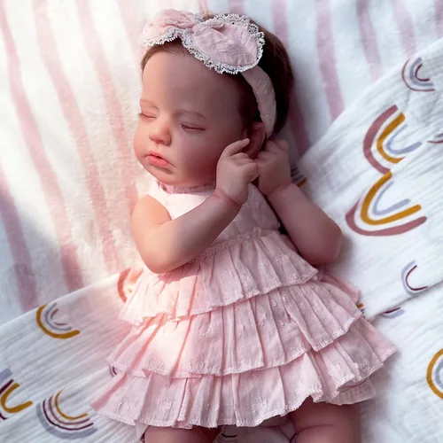 Muñecas Reborn – Muñeca de bebé recién nacida realista de 20 pulgadas, cuerpo de tela hecha a mano, con peso suave, juego de regalo pintado avanzado