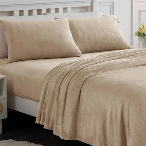 Miniatura 21 de Softan Sábanas de Vellón Tamaño Full, Suaves Como Franela, Sábanas de Felpa Cálidas y Esponjosas, Ropa de Cama de Microvellón Polar de Terciopelo