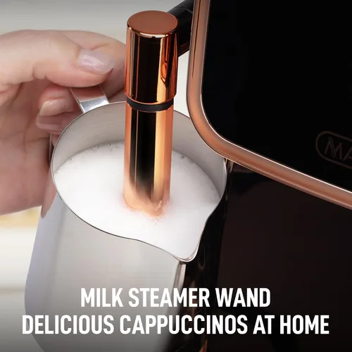 Miniatura 6 de Zulay Kitchen Magia - Máquina automática de café expreso, clásica, cobre negro, cafetera súper automática con molinillo integrado, varita de vapor