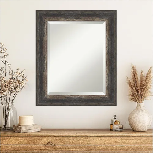 Miniatura 9 de Amanti Art Brown Wall Mirror 25x21 Bark Rustic Char Rectangle Bathroom Mirror for Wall Decor Living Room, Small Rustic Farmhouse Frame, Hangs