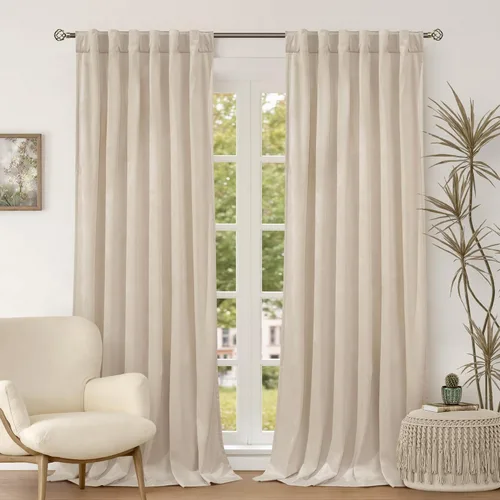 Miniatura 23 de BGment Cortinas de terciopelo rosa polvoriento, 2 paneles de 84 pulgadas, 2 paneles para sala de estar, aislamiento térmico de lujo, reducen