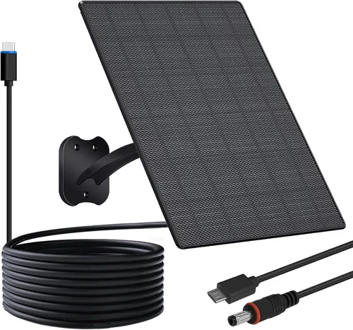 Miniatura 9 de FUTUREZEN Panel Solar para Cámara de Seguridad, Cargador Solar de 10W con DC 5.5x2.1mm, Puerto USB-C y Micro USB, Resistente al Agua IP66, Montura