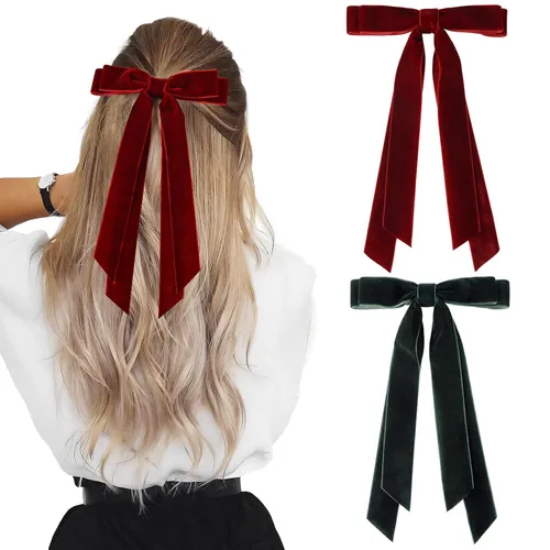 Miniatura 9 de 2 piezas de lazos para el cabello para mujeres, clip de pelo beige y negro, cinta de pelo, accesorios de pelo con moño, barrettes de pelo largo