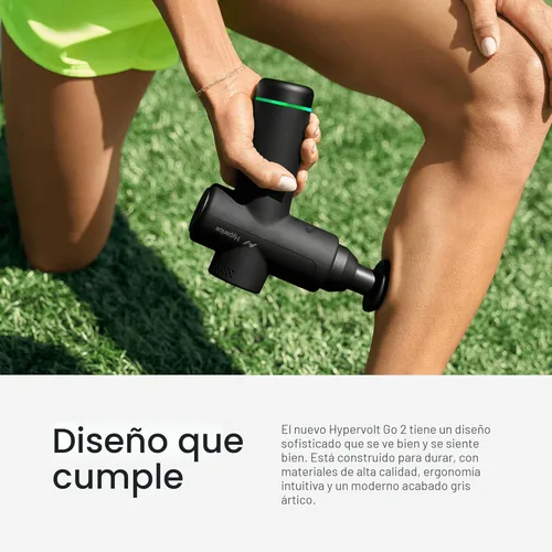 Miniatura 4 de Hyperice Hypervolt Go 2 - Negro - Con tecnología Quiet Glide - Pistola de masaje de percusión de mano - 3 velocidades, 2 cabezales intercambiables