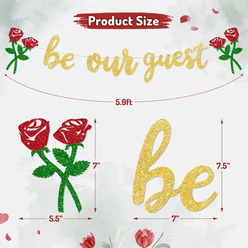 Miniatura 3 de Cartel con texto en inglés «Be Our Guest Beauty and the Beast» para fiestas de despedida de soltera, fiestas de compromiso