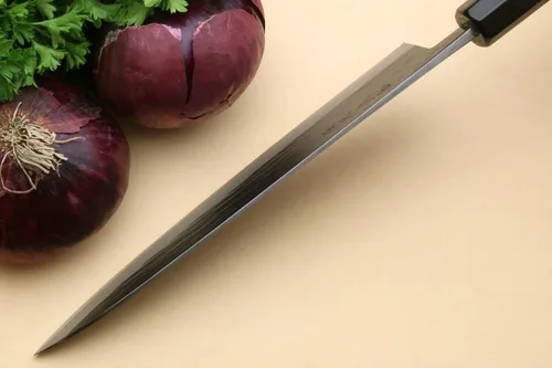 Miniatura 7 de Yoshihiro Kurouchi - Cuchillo de chefs Gyuto de acero inoxidable forjado en negro con mango de ébano (9.5 pulgadas (9.449 in) y sin saya)